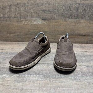 Skechers Landen Gomer Brown Canvas/Suede Trimmed Slip On Loafers Men's Size 9